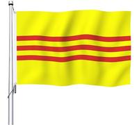YongFoto Drapeau du Vietnam du Sud - 1,8 x 3 m - Double face - Drapeau sud-vietnamien pour célébrations en plein air, maison, jardin, porche, décoration de fête - Drapeaux avec 2 œillets robustes