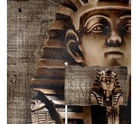 YongFoto Drapeau égyptien sphinx - 0,9 x 1,5 m - Double face - En toile de jute - Hiéroglyphes - Pharaon - Quatre côtés cousus - Couleurs vives - Durable - Résistant à la décoloration - Résistant aux