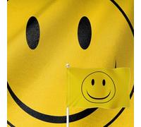 YongFoto Drapeau Happy Face - 0,9 x 1,5 m - Double face - Jaune - Smiley - Quatre côtés - Couleurs vives - Résistant aux UV - Résistant aux intempéries - Pour jardin, cour, mur, dortoir, chambre à