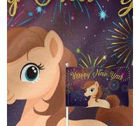 YongFoto Drapeau « Happy New Year » - 0,9 x 1,5 m - Double face - Toile de jute colorée - Feu d'artifice - Bannière à quatre côtés cousue - Couleurs vives - Résistante à la décoloration - Résistante