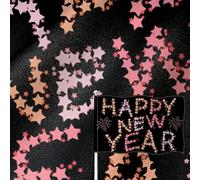 YongFoto Drapeau « Happy New Year » - 1,2 x 1,8 m - Toile de jute double face - Étoiles colorées - Feu d'artifice - Couleurs vives - Durable - Résistant à la décoloration - Résistant aux intempéries