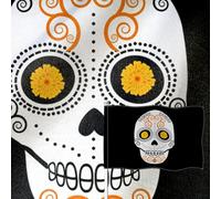 YongFoto Drapeau tête de mort 0,9 x 1,5 m double face en toile de jute amusante fleur squelette Halloween bannière quatre côtés cousu couleurs vives durable résistant à la décoloration résistant aux