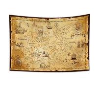 YONGFOTO Tapisserie Carte Au Trésor Pirate, Drapeau Pirate Carte Trésor Ouest Île Itinéraire Occidenta Navigation Decoration Murale Poster Pour Dortoir Housse Lit Canapé, 150x100cm