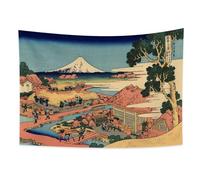 YONGFOTO Tapisserie Murale Japonaise Ukiyo-e Mont Fuji 36 vues Pièce Tenture Katakura Plantation de thé dans la province de Suruga Deco Tenture Murale Poster Japonais Peinture Hokusai 100x70cm