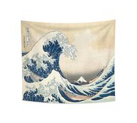 YONGFOTO Tapisserie Murale Japonaise Ukiyo-e Mont Fuji 36 Vues Pièce Tenture la Grande Vague de Kanagawa Deco Tenture Murale Poster Japonais Peinture Hokusai Estampes 180x160cm