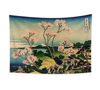 YONGFOTO Tapisserie Murale Japonaise Ukiyo-e Mont Fuji 36 vues Pièce Tenture le Fuji de Gotenyama à Shinagawa sur Tokaido Deco Tenture Murale Poster Japonais Peinture Hokusai Estampes 100x70cm