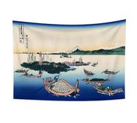 YONGFOTO Tapisserie Murale Japonaise Ukiyo-e Mont Fuji 36 vues Pièce Tenture L'île de Tsukada dans la province de Musashi Deco Tenture Murale Poster Japonais Peinture Hokusai Estampes 150x100cm