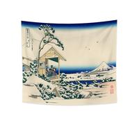 YONGFOTO Tapisserie Murale Japonaise Ukiyo-e Mont Fuji 36 vues Pièce Tenture Maison de thé à Koishikawa Chute de neige Matin Deco Tenture Murale Poster Japonais Peinture Hokusai Estampes 150x130cm