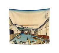YONGFOTO Tapisserie Murale Japonaise Ukiyo-e Mont Fuji 36 vues Pièce Tenture Pont Nihonbashi à Edo Deco Tenture Murale Poster Japonais Peinture Hokusai Estampes 150x130cm