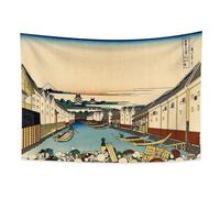 YONGFOTO Tapisserie Murale Japonaise Ukiyo-e Mont Fuji 36 vues Pièce Tenture Pont Nihonbashi à Edo Deco Tenture Murale Poster Japonais Peinture Hokusai Estampes 100x70cm