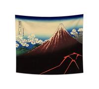 YONGFOTO Tapisserie Murale Japonaise Ukiyo-e Mont Fuji 36 vues Pièce Tenture Rainstorm sous le sommet Deco Tenture Murale Poster Japonais Peinture Hokusai Estampes 180x160cm