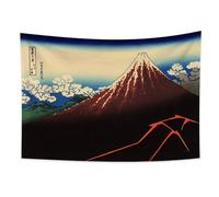 YONGFOTO Tapisserie Murale Japonaise Ukiyo-e Mont Fuji 36 vues Pièce Tenture Rainstorm sous le sommet Deco Tenture Murale Poster Japonais Peinture Hokusai Estampes 100x70cm