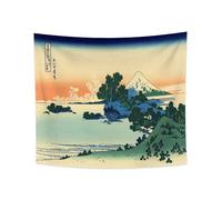 YONGFOTO Tapisserie Murale Japonaise Ukiyo-e Mont Fuji 36 vues Pièce Tenture Shichiri plage dans la province de Sagami Deco Tenture Murale Poster Japonais Peinture Hokusai Estampes 150x130cm