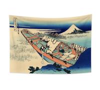 YONGFOTO Tapisserie Murale Japonaise Ukiyo-e Mont Fuji 36 vues Pièce Tenture Ushibori dans la province d'Hitachi Deco Tenture Murale Poster Japonais Peinture Hokusai Estampes 100x70cm