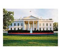 YongFoto Toile de fond pour maison blanche Washington DC 2,7 x 1,8 m - Palais présidentiel capitale monument drapeau américain bâtiment pelouse parterre fontaine photographie arrière-plan enfants