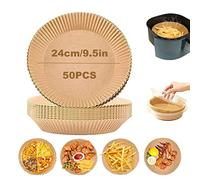 YongHang Papier de cuisson pour friteuse air 24 cm XXL Airfryer Papier parchemin jetable antiadhésif Rond Compatible avec friteuses air chaud, poêles frire, cuiseurs vapeur, fours micro-ondes (50)