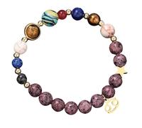 YONGHONGKEJI Bracelet 12 Constellations pour Femmes Bracelets Gardiens Des Huit Planètes Bracelets En Perles De Pierre Naturelle pour Hommes Bracelets Manchettes Élastiques À Roulements À Billes