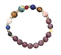 YONGHONGKEJI Bracelet 12 Constellations pour Femmes Bracelets Gardiens Des Huit Planètes Bracelets En Perles De Pierre Naturelle pour Hommes Bracelets Manchettes Élastiques À Roulements À Billes