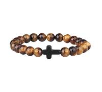 YONGHONGKEJI Bracelet De Pierres Précieuses avec Cristaux De Chakra 8 Mm Œil De Tigre Naturel Croix Perles Extensibles Porte-Bonheur D'Été pour Femmes Et Hommes Bijoux Cadeau