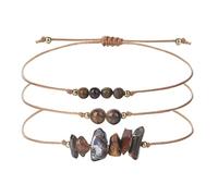 YONGHONGKEJI Bracelets Chakra pour Femmes 3 Pièces Bracelets En Cristal Coloré Naturel pour 7 Chakrass Manchette En Pierres Précieuses Irrégulières En Puces De Cristal pour H
