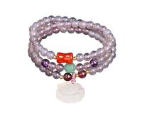 YONGHONGKEJI Bracelets De Guérison En Pierres Naturelles Bracelets Multi Tours En Pierres Précieuses Reiki pour La Protection Des 7 Chakras Pendentifs En Agate Grise Naturelle et Lotus Bracelets P