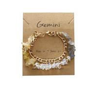 YONGHONGKEJI Bracelets En Pierres 12 Constellations pour Femmes Bracelets En Cristal De Pierres Précieuses Chakra Naturelles Irrégulières Bracelet Manchette En Chaîne Péridot Lapis Lazuli Brace