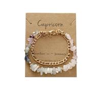 YONGHONGKEJI Bracelets En Pierres 12 Constellations pour Femmes Bracelets En Cristal De Pierres Précieuses Chakra Naturelles Irrégulières Bracelet Manchette En Chaîne Péridot Lapis Lazuli Brace