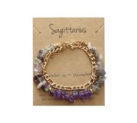YONGHONGKEJI Bracelets En Pierres 12 Constellations pour Femmes Bracelets En Cristal De Pierres Précieuses Chakra Naturelles Irrégulières Bracelet Manchette En Chaîne Péridot Lapis Lazuli Brace