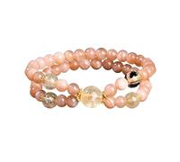 YONGHONGKEJI Bracelets En Pierres Naturelles De Guérison et De Cristal Reiki Bracelets En Pierres Précieuses pour La Protection Des 7 Chakras Bracelet Double Tour En Pierre De Lune Orange Naturel