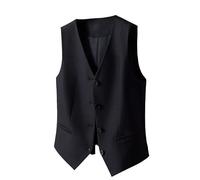 YONGHONGKEJI Gilet Costume Femme,Gilets De Costume pour Femmes Gilet Vintage À Col En V Simple Boutonnage Débardeur Court avec Poches Sans Manches Dos Réglable Blazers Vestes Smoking Habillé Noi