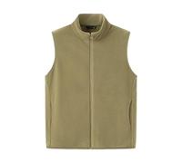 YONGHONGKEJI Gilet Polaire pour Femme Veste D'Hiver Légère Col Montant Fermeture Éclair Intégrale Sans Manches En Micropolaire avec Poches Vert Olive Taille S