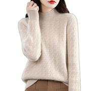 YONGHONGKEJI Pull Chaud Femme,Pull À Col Roulé pour Femme Tricot Torsadé Manches Longues Basique Uni Automne Hiver Décontracté Extensible Ample Abricot Taille M