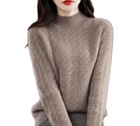 YONGHONGKEJI Pull Chaud Femme,Pull À Col Roulé pour Femme Tricot Torsadé Manches Longues Basique Uni Automne Hiver Décontracté Extensible Ample Couleur Camel Taille L