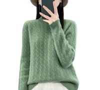 YONGHONGKEJI Pull Chaud Femme,Pull Col Roulé pour Femme Tricot Torsadé Côtelé Manches Longues Épais Basique Uni Automne Hiver Pull Ample Vert Taille S