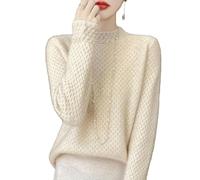YONGHONGKEJI Pull Femme 100% Laine Mérinos Hiver-Automne Pull Femme À Col Montant et Manches Longues en Maille Nid d'abeille First Line Prêt-À-Porter Pull sans Coutures Hauts