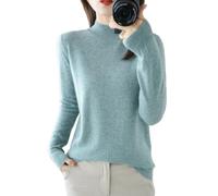 YONGHONGKEJI Pull Femme,Pull À Col Roulé pour Femme Pull en Tricot Uni Léger Col Ras du Cou Sweat-Shirt Décontracté et Doux Tunique Unie Coupe Classique pour L'Automne et l'hiver Vert Clair Tai