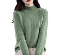 YONGHONGKEJI Pull Femme,Pull À Col Roulé pour Femme Tricot Torsadé Manches Longues Basique Uni Automne Hiver Décontracté Extensible Haut Ample Vert Taille M
