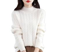 YONGHONGKEJI Pull Femme,Pull À Col Roulé pour Femme Tricot Torsadé Manches Longues Basique Uni Automne Hiver Décontracté Extensible Ample Beige Taille M