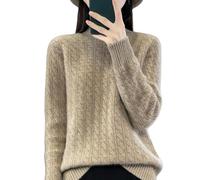YONGHONGKEJI Pull Femme,Pull Col Roulé Côtelé À Manches Longues pour Femme Tricot Épais Basique Uni Automne Hiver Pull Ample Couleur Camel Taille L
