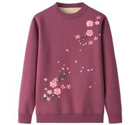 YONGHONGKEJI Pulls Chauds pour Femmes Âgées Doublure Sherpa Tricot Imprimé Floral Rétro Pull pour Vieille Dame Manches Longues Col Rond Pull pour Personnes Âgées et D'Âge Moyen Cadeaux pour G