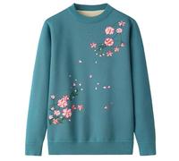 YONGHONGKEJI Pulls Chauds pour Femmes Âgées Doublure Sherpa Tricot Imprimé Floral Rétro Pull pour Vieille Dame Manches Longues Col Rond Pull pour Personnes Âgées et D'Âge Moyen Cadeaux pour G