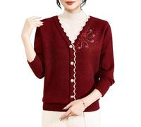 YONGHONGKEJI Pulls D'Âge Moyen et Personnes Âgées Vieille Dame Faux Pull Deux Pièces Haut Décontracté Grand Mère Porter Femmes Printemps et Automne Mère Porter Pull Chaud Pas De Velours Bord