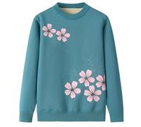 YONGHONGKEJI Pulls pour Femmes De La Vieille Dame Pulls Hiver Casual Col Rond Pull Tricoté pour Vieille Dame Épais Chaud Doublure Sherpa Tricots D'Âge Moyen Hiver Chaud Sweat Shirt Grand Mère