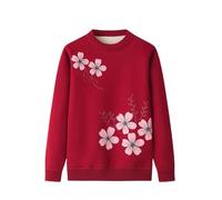 YONGHONGKEJI Pulls pour Femmes De La Vieille Dame Pulls Hiver Casual Col Rond Pull Tricoté pour Vieille Dame Épais Chaud Doublure Sherpa Tricots D'Âge Moyen Hiver Chaud Sweat Shirt Grand Mère