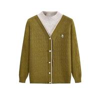 YONGHONGKEJI Pulls pour Personnes Âgées et D'Âge Moyen Faux Pulls Deux Pièces pour Femmes Âgées en Tricot Pull Exquis À Boutons De Perles Hiver Sweat Shirt Épais et Chaud pour Grand Mère Ca