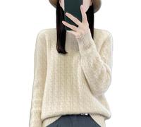 YONGHONGKEJI Sweat Femme,Pull Col Roulé Côtelé À Manches Longues pour Femme Tricot Épais Basique Uni Automne Hiver Pull Ample Beige Taille L