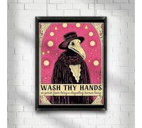 YONGKUIQMK Affiche de salle de bain « Lavez-vous les mains », peinture sur toile rétro Halloween, médecin de la peste, décoration murale de santé publique, décoration intérieure(40X60cm Unframed)