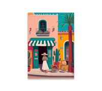 YONGKUIQMK Affiche imprimée d'illustration de voyage du mexique, dessin animé coloré, peinture sur toile de paysage, image de décoration de maison(ZP2328-1,50X70cm No Frame)