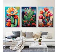 YONGKUIQMK Affiche imprimée sur toile, motif Floral, Cactus mexicain, Art mural, chambre à coucher, bureau, salon, décoration de maison, sans cadre(3Pc 50x70CM NoFramed)