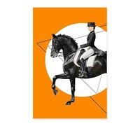 YONGKUIQMK Affiche moderne à cheval, bleu et orange, peinture sur toile, décoration murale for salon.(B,21X30CM no frame)